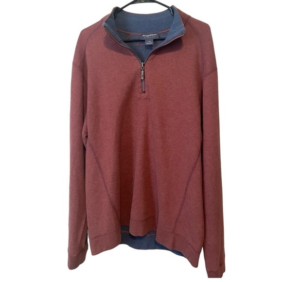 Tommy Bahama Flipside Fully Reversible 1/4 Zip Pullover Blue and Maroon Red NWOT - Picture 2 of 6